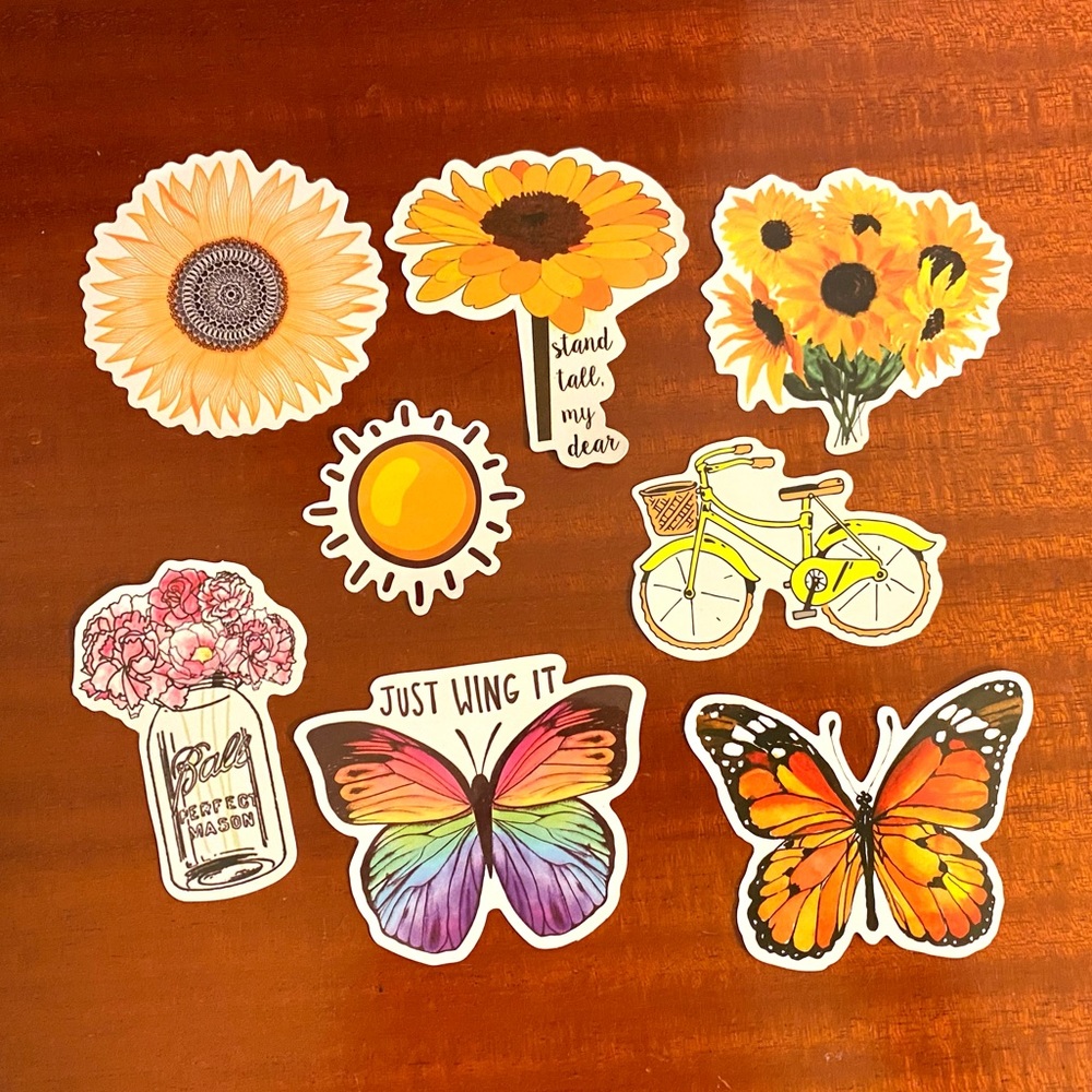 2/$10 VSCO Sticker Set Sunflower Butterfly Flower